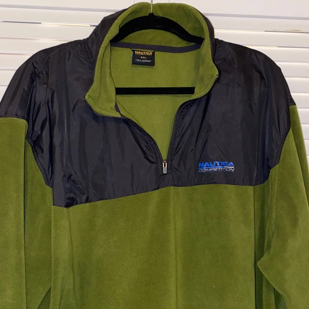 VTG Nautica Competition Sport Pullover 1/2 Zipper Fleece Olive Green Size XXL